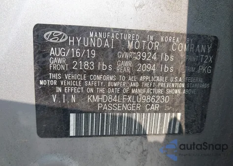 2020 Hyundai Elantra Value Edition from USA, damaged, VIN KMHD84LFXLU986230